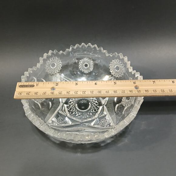 EAPG McKee Sextec Press Cut Ruffled Sawtooth Edge 6.5" Bowl *Rim Chips* - Picture 10 of 12